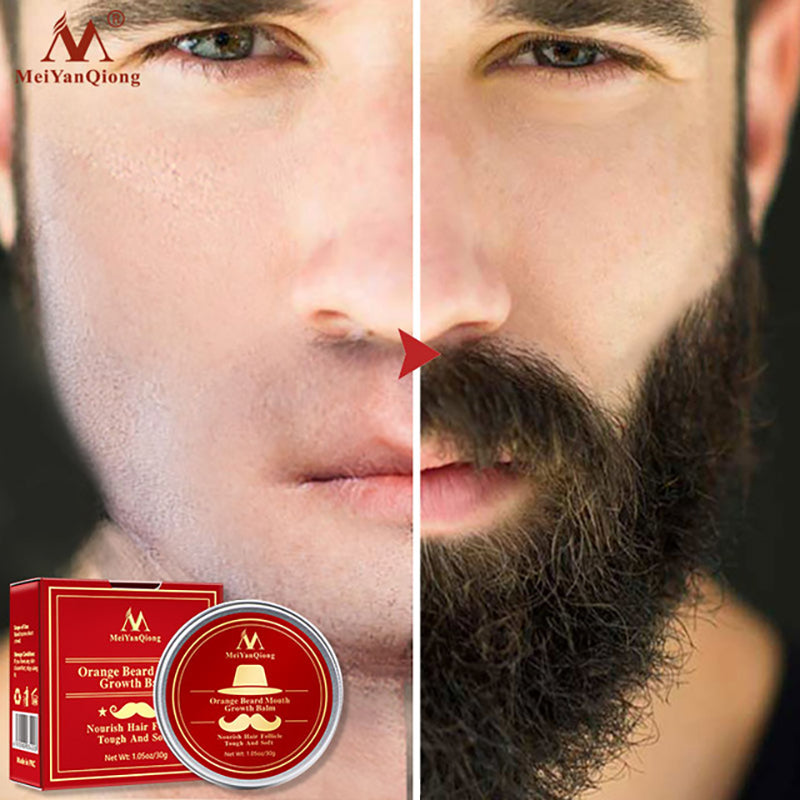 Natural Orange Organic Beard Oil Beard Wax balm Hair Loss Products Leave-In Conditioner for Groomed Beard Growth Health Care 30g