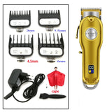 Kemei 1986 All-metal Barber Professional Hair Clipper Electric Cordless LCD Hair Trimmer Gold Silver Hair Cutting Machine Mower