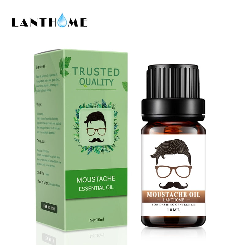 Pure Organic Hair Growth Essence Moustache Oil Lanthome Beard Oil Men Styling Moisturizing Smoothing Dashing Face Care Dropship