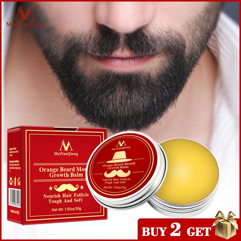 Natural Orange Organic Beard Oil Beard Wax balm Hair Loss Products Leave-In Conditioner for Groomed Beard Growth Health Care 30g