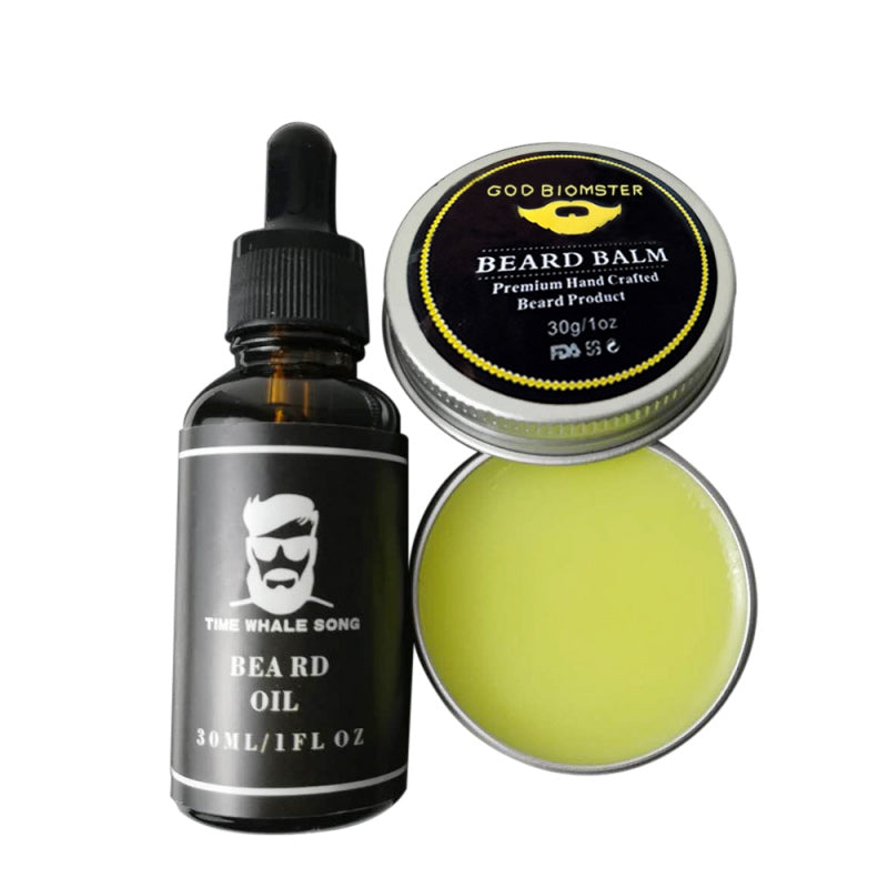 Men Moustache Cream Beard Oil Kit Beard Wax Balm Hair Loss Products Leave-In Conditioner for Groomed Beard Growth Styling CS76