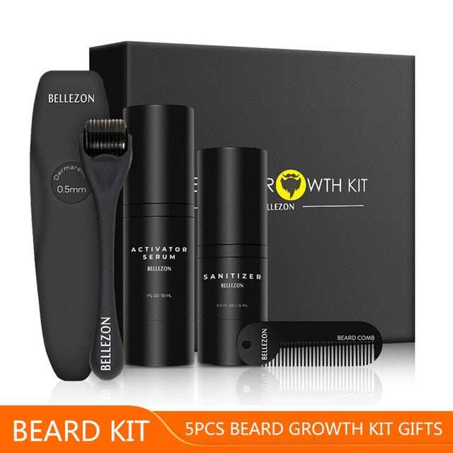 ALIVER 7 unids/set Kit de barba para hombre herramienta de estilismo peine de aceite de barba babero delantales Bálsamo hidratante cera tijeras de estilo de cuidado de la barba